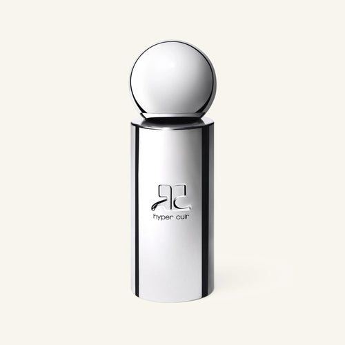 Courrèges Hyper Cuir perfume bottle with chrome spherical cap