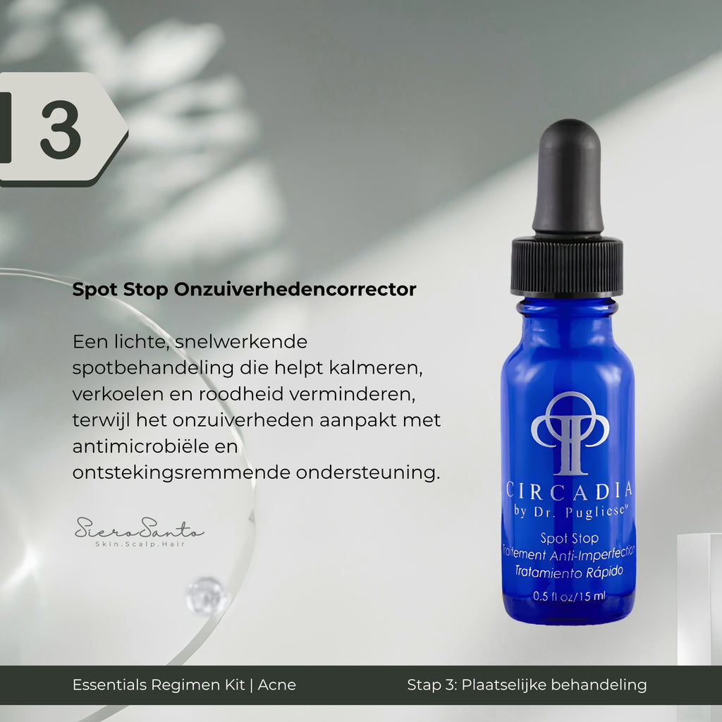 Circadia Spot Stop blemish treatment bottle with blue glass and dropper top