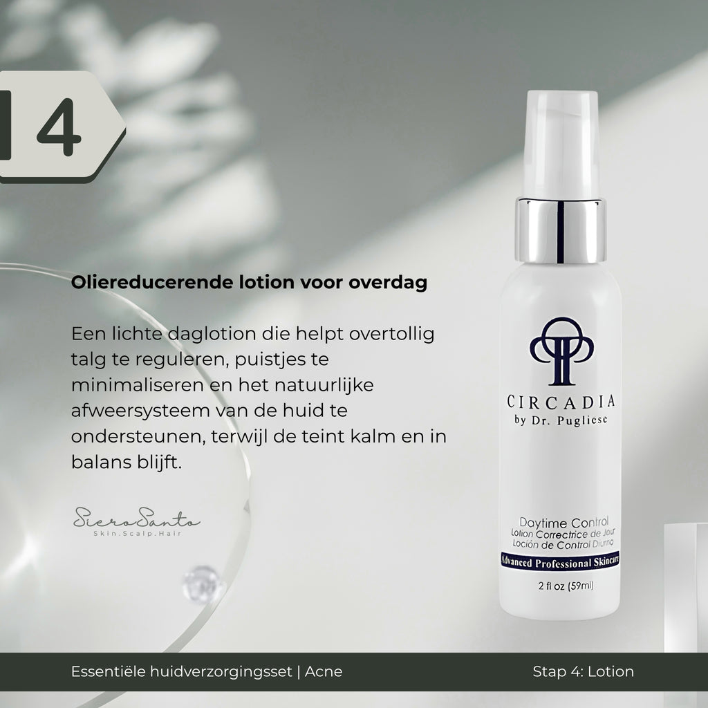 Circadia Acne Essentials Regimen Kit with a white pump bottle and a Step 4 Lotion label