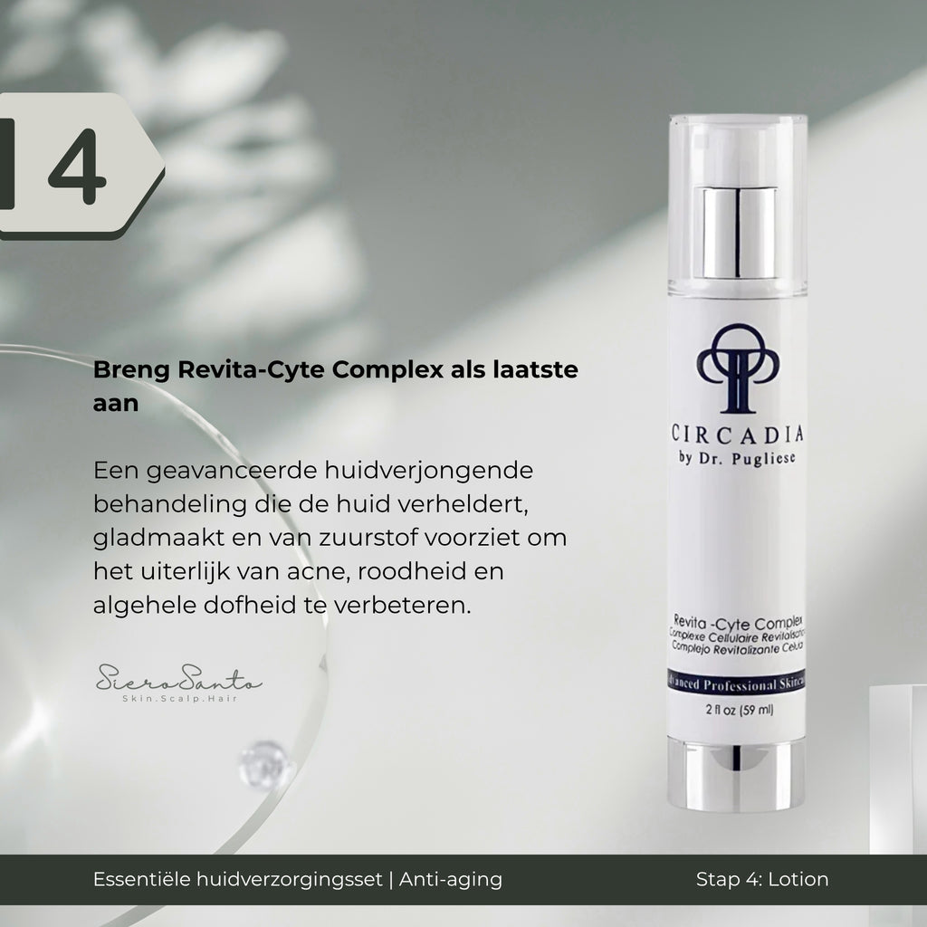 Circadia Anti-Aging Essentials Regimen Kit bottle with a silver pump on a soft gray background
